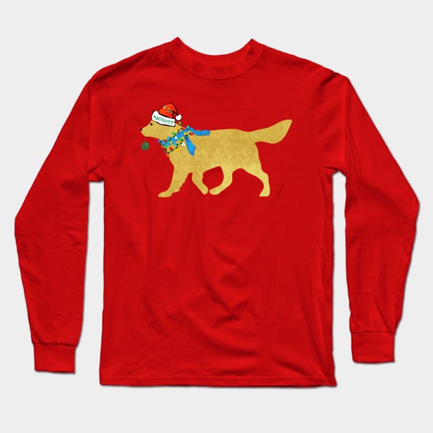 Golden Retriever Christmas Naughty Dog Long Sleeve T-Shirt by EMR_Designs